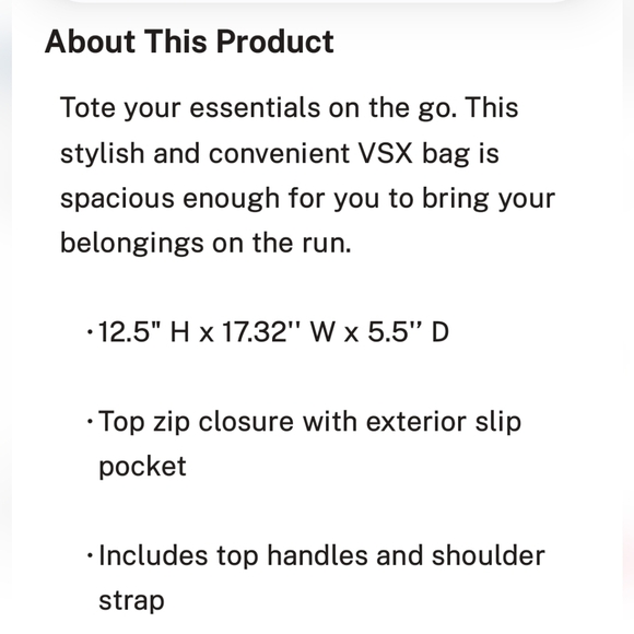 Victoria's Secret VSX Tote Black New With Tags - Picture 5 of 6